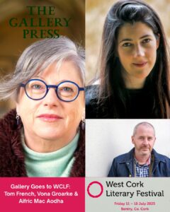 Photographs of authors Vona Groarke, Aifric Mac Aodha and Tom French who travel with Gallery Goes tour to West Cork Literary Festival